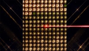 An aluminum sample shows an array of dots after a laser shock experiment.